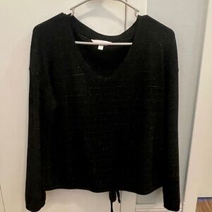 Lauren Conrad Tie Front Sweater-Black w/silver thread -Medium